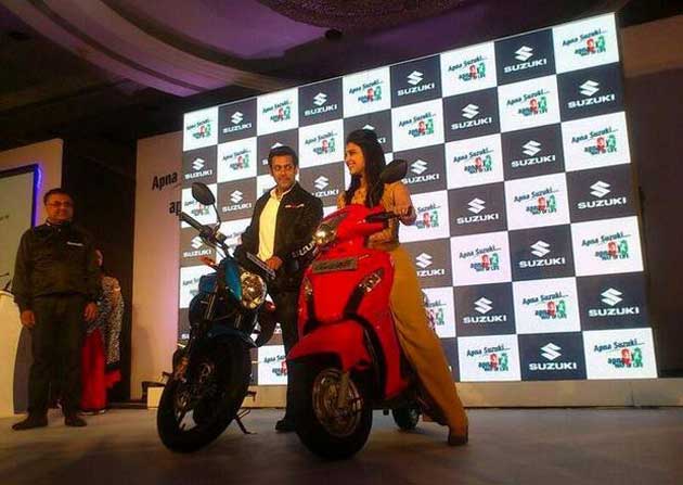 Suzuki Motorcycle Launch motorcycles Gixxer 150 and Automatic Scooter with Salman Khan and Parineeti Chopra