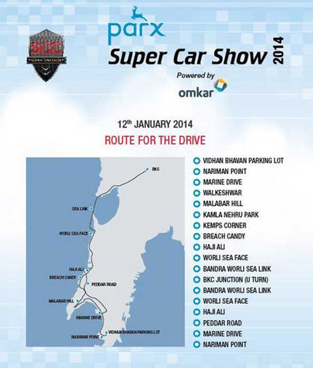 The route map for Super Car Show 2014