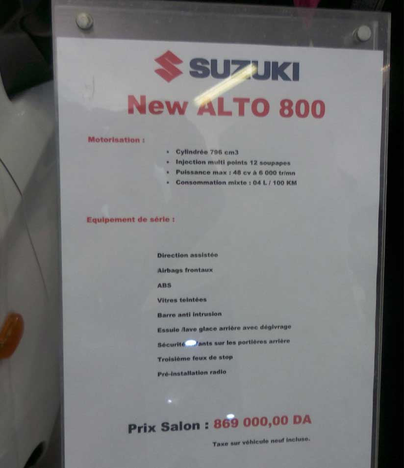 The made in India Suzuki Alto 800, K10 launched in Algeria
